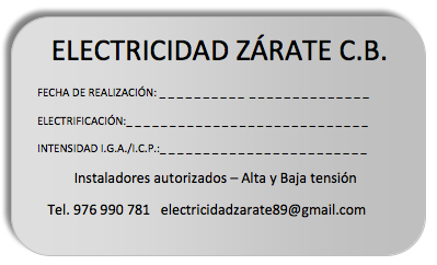 Etiqueta Instalación Eléctrica